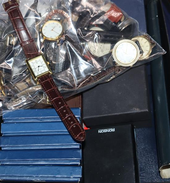 A collection of assorted modern wrist and pocket watches.